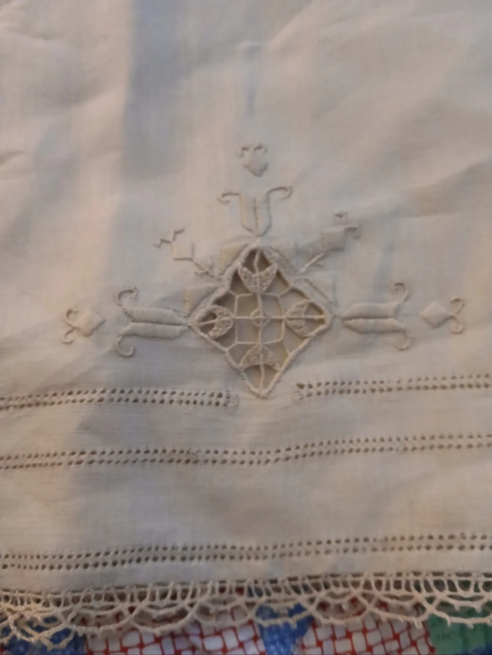 VINTAGE Pure LINEN HAND EMBROIDERED HAND TOWEL NOS